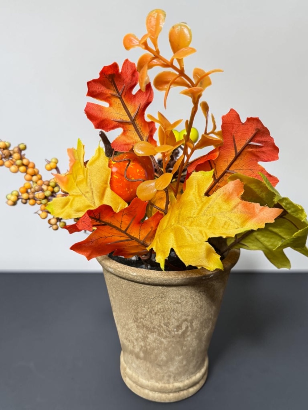 NWOT Fall Pumpkin Floral Arrangement Rustic Harvest Decor